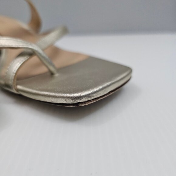 Veronica Beard Alanis Sandal Womens 10 Platinum Metallic Leather Thong Heels - Picture 7 of 16